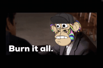 Monkey With Burn It All Text GIF