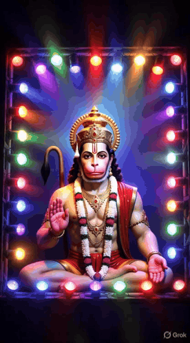 Monkey With Crown Surrounded By Colorful Lights