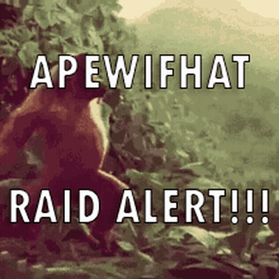 Monkey With Raid Alert Words GIF