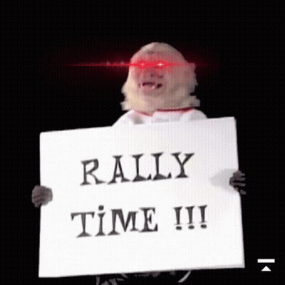Monkey With Red Eyes Holding Rally Time Sign GIF