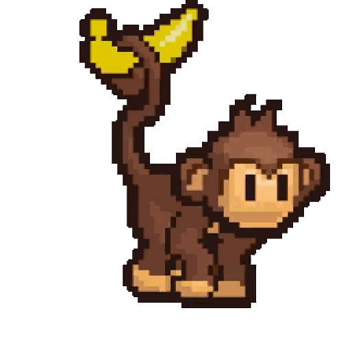 Monkey With Yellow Tail And Wings Pixel Art Sticker