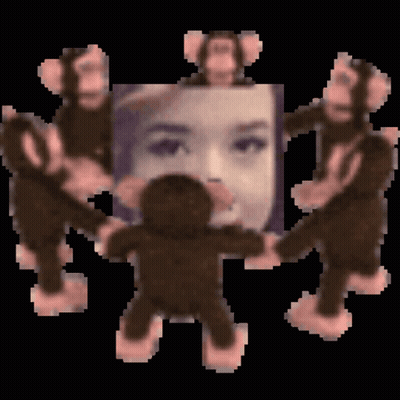 Monkeys Dancing Around Woman's Face GIF
