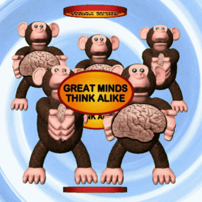 Monkeys Holding Brains Great Minds Think Alike GIF