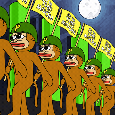 Monkeys Marching With Flags Saying Go To The Moon GIF