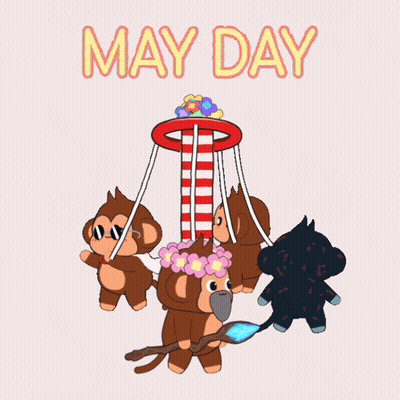 Monkeys On Merry Go Round With May Day GIF