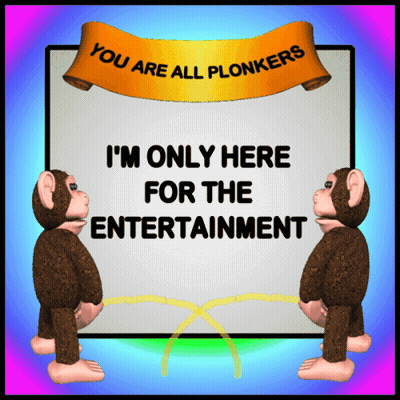 Monkeys Urinating On Sign Saying You Are All Plonkers GIF