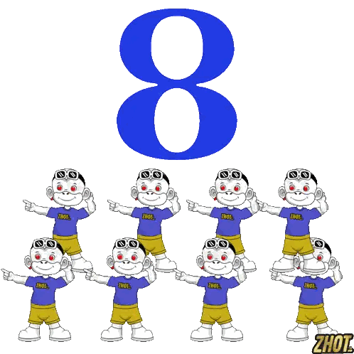 Monkeys With Red Eyes And Number 8 Sticker