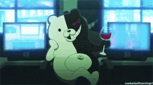 Monokuma Looking Sassy With Wine Glass