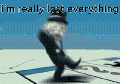 Monopoly Character Dancing In Front Of Fortnite Logo GIF