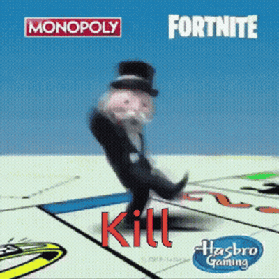 Monopoly Fortnite Ad Man In Top Hat On Board GIF