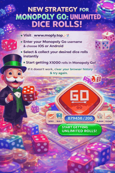Monopoly Go Ad Man In Top Hat Holding Dice GIF