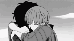 Monotone Anime Kissing Shizuku Mizutani GIF
