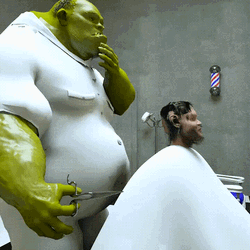 Monster Barber Giving Painful Haircut  GIF