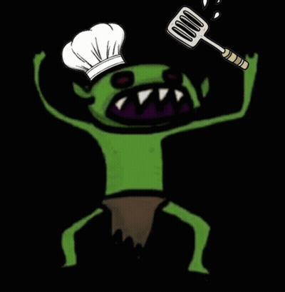 Monster Chef Wearing Hat And Spatula GIF