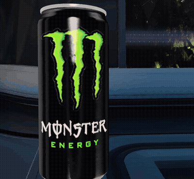 Monster Energy Can In Front Of Cartoon Character GIF