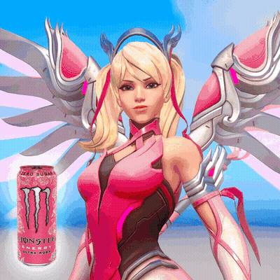 Monster Energy Drink Can Next To Woman GIF