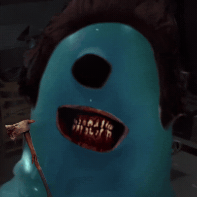 Monster Face With Toothpick GIF