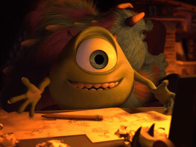 Monster From Monsters Inc Sitting At Desk GIF