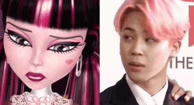 Monster High Doll And Pink-Haired Man GIF