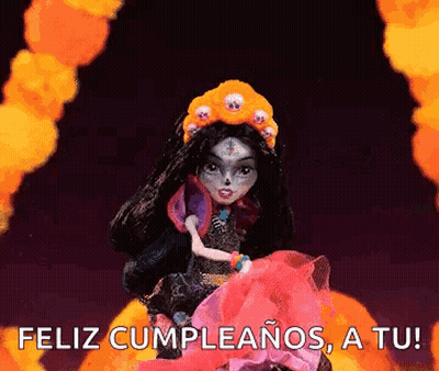 Monster High Doll Wearing Crown Of Skulls Feliz Cumpleanos GIF