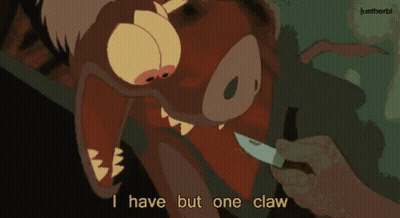 Monster Holding Knife Saying I Have But One Claw GIF