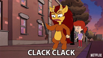 Monster Holding Shotgun Clack Clack GIF
