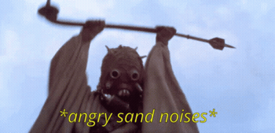 Monster Holding Stick Angry Sand Noises