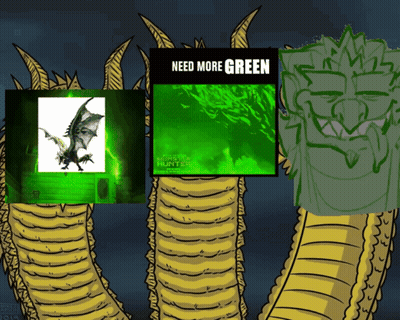 Monster Hunter Poster Saying Need More Green GIF