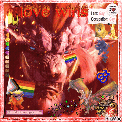 Monster Hunter With Rainbow Flag GIF