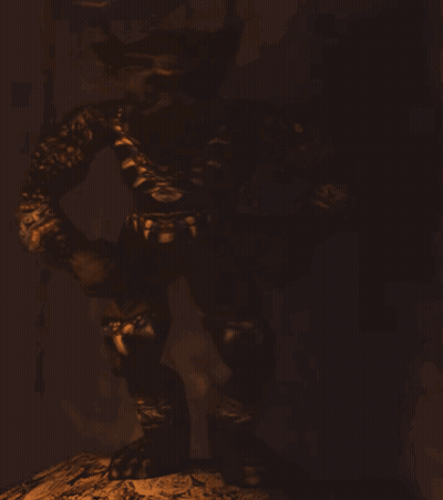 Monster In Dark Room With Letters X And Y GIF