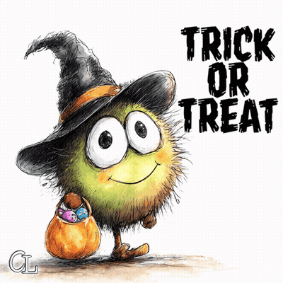 Monster In Witch Hat Carrying Pumpkin Trick Or Treat GIF