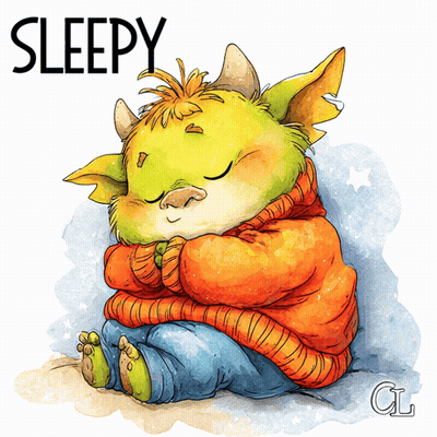Monster Sleeping With Word Sleepy Above GIF