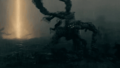 Monster Standing In Dark With Light Beam GIF