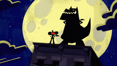 Monster Standing On Building In Front Of Moon GIF