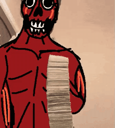 Monster Statue In Front Of Exit Sign GIF