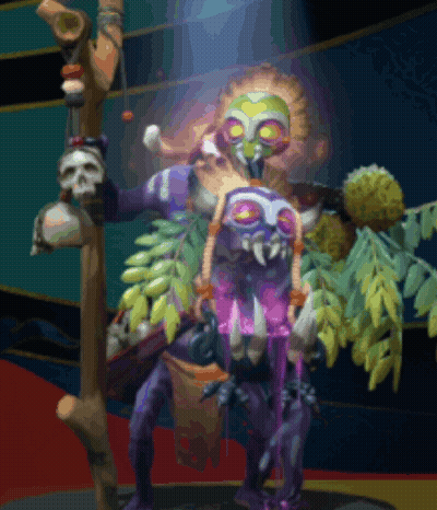 Monster Statue With Skull And Leaves On Back GIF