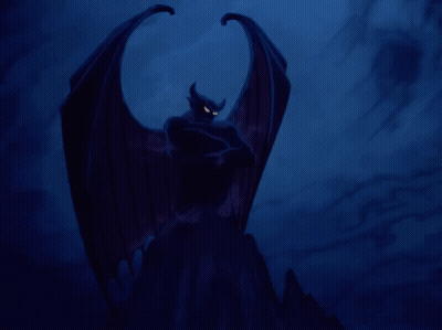 Monster Statue With Wings And Horns On Mountain GIF