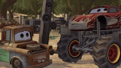 Monster Truck And Rusty Truck From Cars GIF