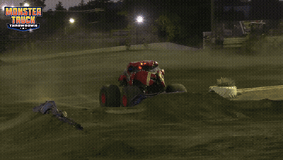 Monster Truck Driving Dirt Track With Monster Truck Throwdown GIF