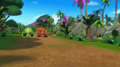 Monster Truck Driving Through Palm Trees GIF