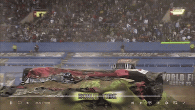 Monster Truck Jumping Over Dirt Hill Bonus Time GIF