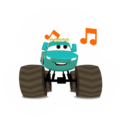 Monster Truck Surrounded By Music Notes Sticker