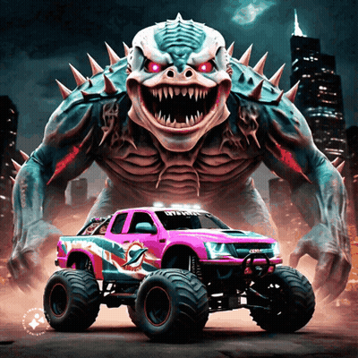 Monster Truck With Miami Dolphins Logo GIF