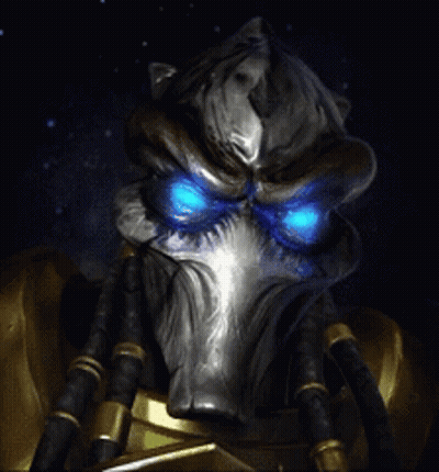 Monster With Blue Eyes And Horns GIF