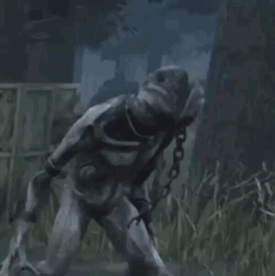 Monster With Chains In Dark Forest GIF