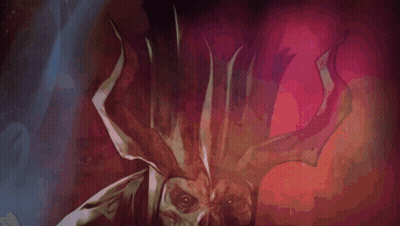 Monster With Horns And Skull GIF
