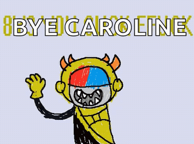 Monster With Horns Saying Bye Caroline GIF