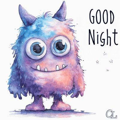 Monster With Horns Saying Good Night GIF