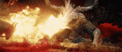 Monster With Horns Surrounded By Flames GIF