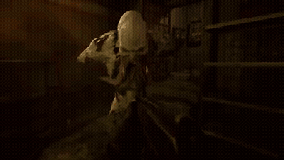 Monster With Long Tongues In Dark Room GIF